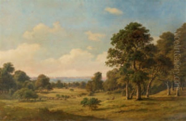 Udsigt Fra Dyrehaven Oil Painting by Frederik Christian Jacobsen Kiaerskou