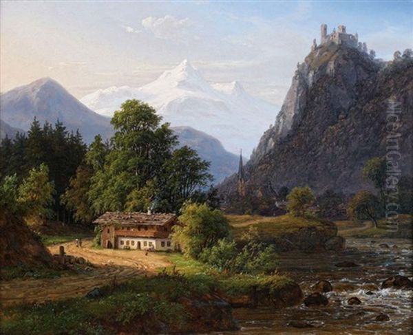 Scene De Montagne - Les Alpes Oil Painting by Frederik Christian Jacobsen Kiaerskou