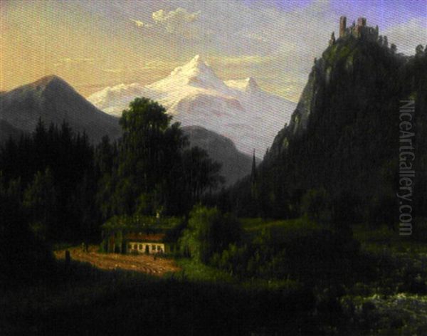 Paysage De Suisse Oil Painting by Frederik Christian Jacobsen Kiaerskou