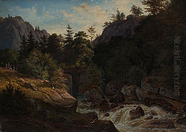 Svenska Landskapsmotiv (7 Works) Oil Painting by Frederik Christian Jacobsen Kiaerskou