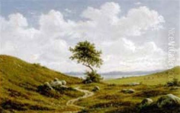 Landscape With Tree Oil Painting by Frederik Christian Jacobsen Kiaerskou