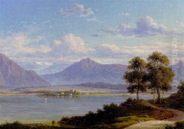 Udsigt Mod Sternberger See Oil Painting by Frederik Christian Jacobsen Kiaerskou