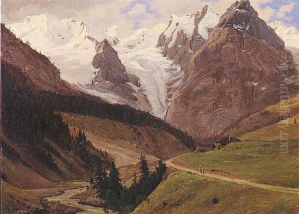 Gletscherlandschaft (trafoi) Oil Painting by Frederik Christian Jacobsen Kiaerskou