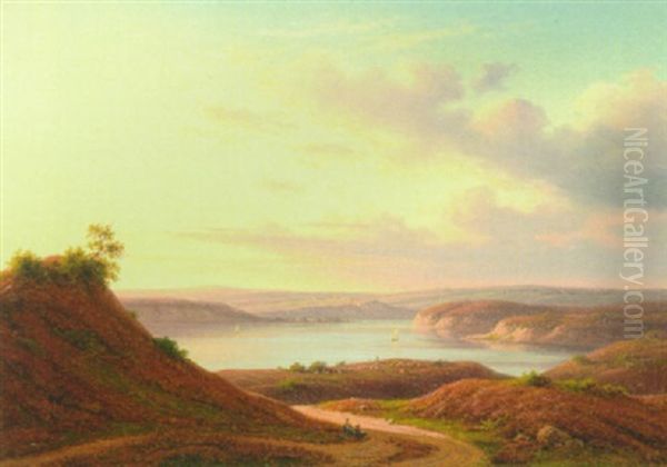 Flynderso I Jylland Oil Painting by Frederik Christian Jacobsen Kiaerskou