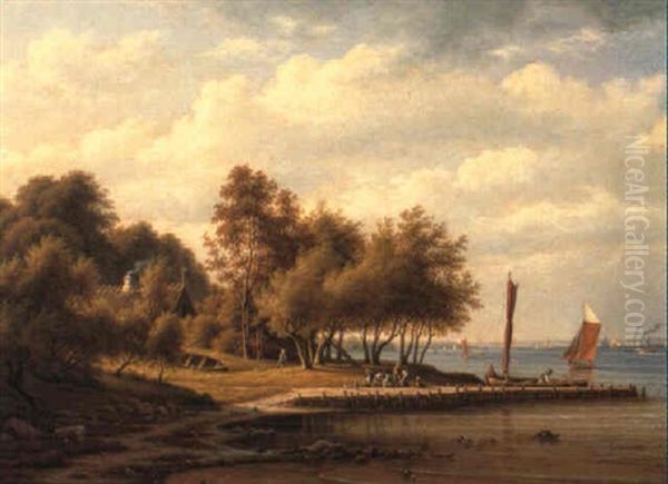 Parti Fra Sletten Oil Painting by Frederik Christian Jacobsen Kiaerskou