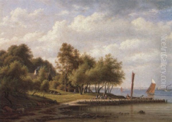 Parti Fra Sletten Oil Painting by Frederik Christian Jacobsen Kiaerskou