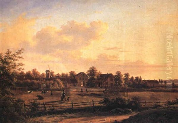 Limfabrikken, Amagerbrogade Oil Painting by Frederik Christian Jacobsen Kiaerskou