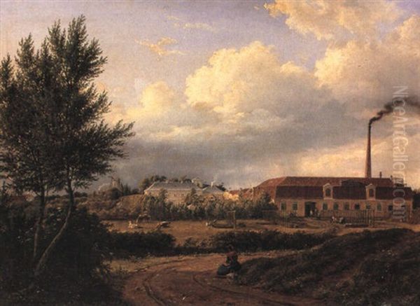 Holmblads Oliemalle Oil Painting by Frederik Christian Jacobsen Kiaerskou