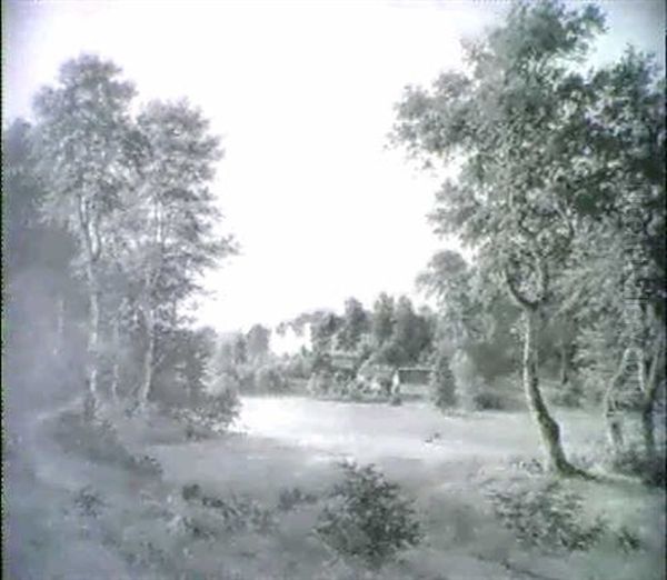 Parklandschaft Mit Einem Schloss Oil Painting by Frederik Christian Jacobsen Kiaerskou