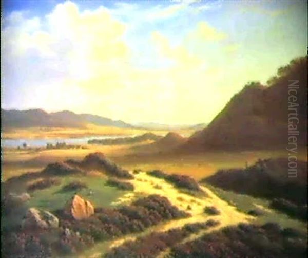 Weite Flusslandschaft Oil Painting by Frederik Christian Jacobsen Kiaerskou