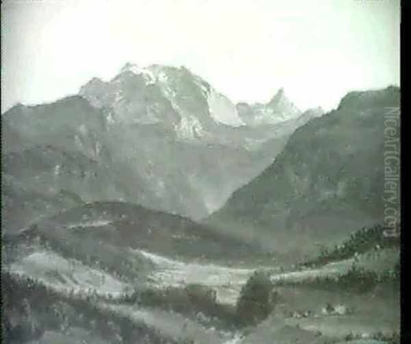 In Tirol. Gebirgstal Oil Painting by Frederik Christian Jacobsen Kiaerskou