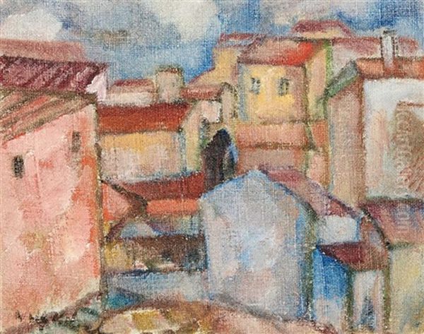 Townscape, Recto; Nude, Verso Oil Painting by Wolf Kibel