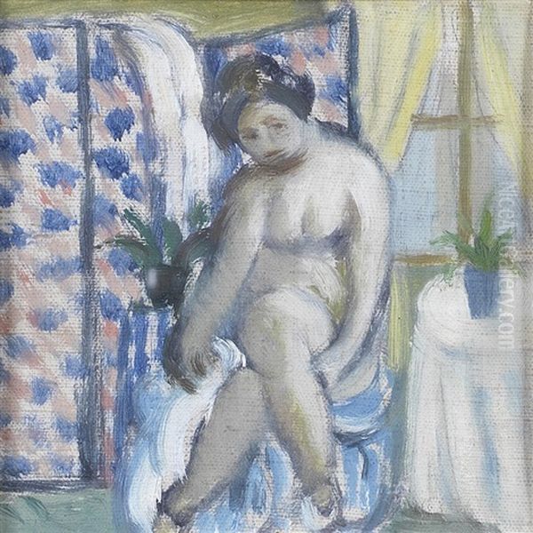 Nude After A Bath Oil Painting by Wolf Kibel