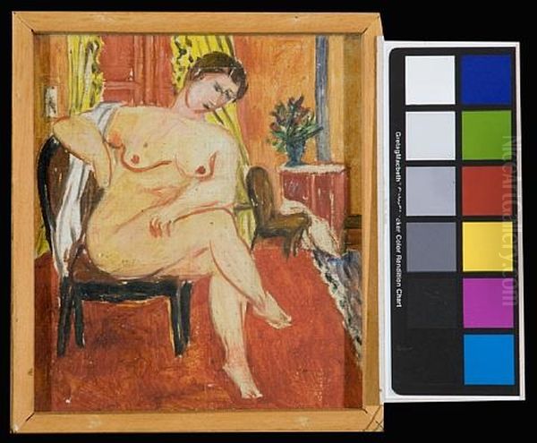 Seated Nude With Towel (+ Seated Nude In An Interior, Verso) Oil Painting by Wolf Kibel