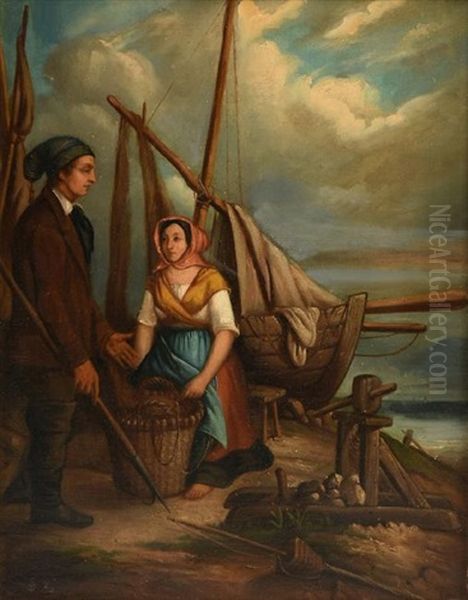 The Fisherman And His Wife Oil Painting by William Kidd