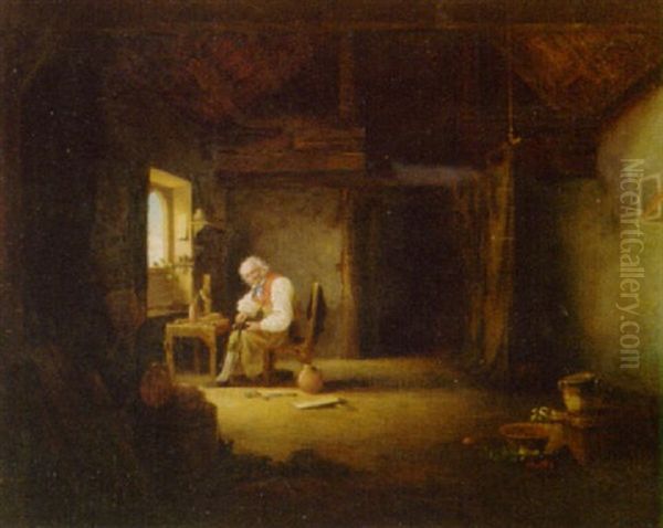 The Pensive Cobbler Oil Painting by William Kidd