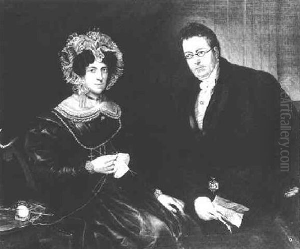 A Portrait Of C. Loch, Attorney Of Rotterdam, And His Wife, Adriana Petronella Koning Oil Painting by Jan Kieft