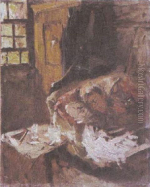 Interieur Mit Schlafendem Jungen Oil Painting by Ernst Kielwein