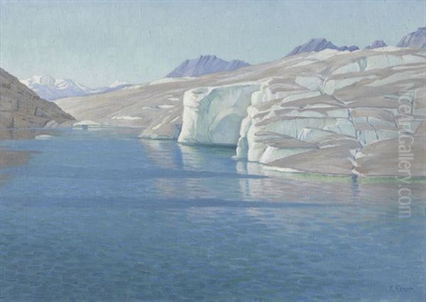 Bergsee Mit Gletscher Oil Painting by Robert Kiener