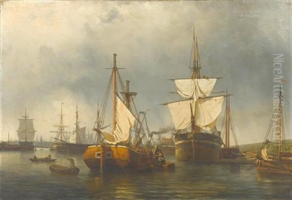 Hafenszene In Rotterdam Oil Painting by George Laurens Kiers