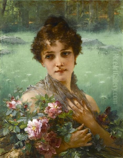 The Wild Roses Oil Painting by Conrad Kiesel