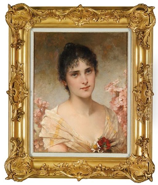 Madchen Mit Blumen Oil Painting by Conrad Kiesel