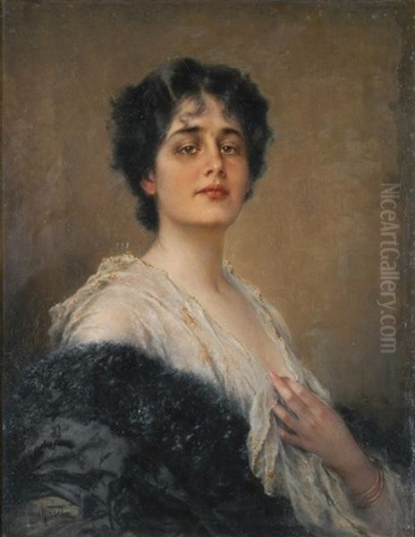 Bildnis Einer Jungen Dame Oil Painting by Conrad Kiesel