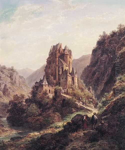 Blick Auf Die Burg Eltz An Einem Prachtvollen Sommertag Oil Painting by Karl Ferdinand Kiessling