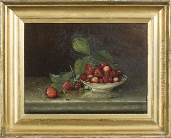 Still-life With Bowl Of Strawberries Oil Painting by Samuel A. Kilbourne