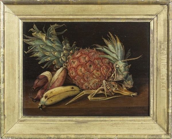 Still-life With Pineapple And Bananas Oil Painting by Samuel A. Kilbourne