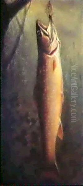 Brook Trout - Dated 1865 Oil Painting by Samuel A. Kilbourne