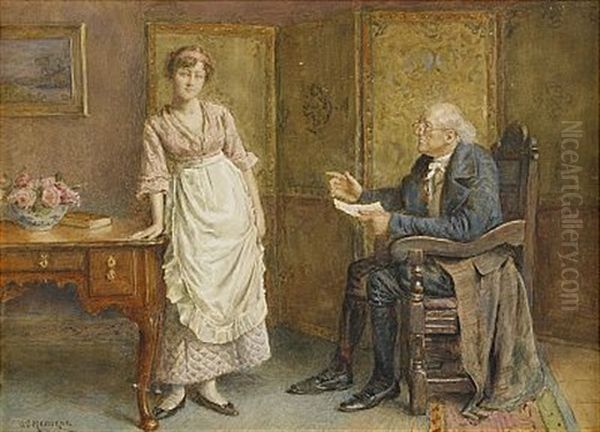 Interior Oil Painting by George Goodwin Kilburne Jr.