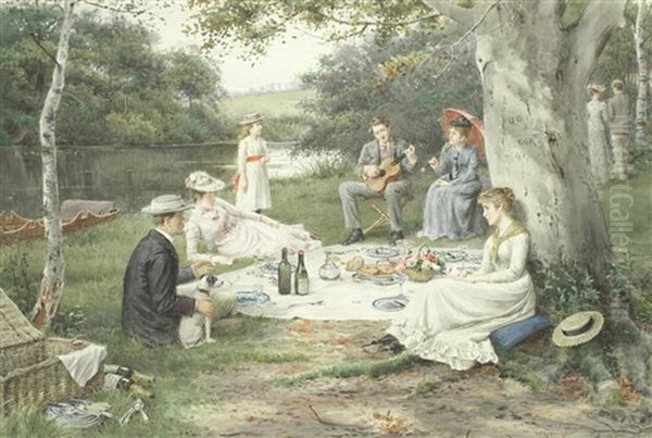 A Very English Afternoon Oil Painting by George Goodwin Kilburne