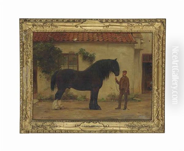 Castlereagh, A Cart Horse With A Groom Oil Painting by George Goodwin Kilburne