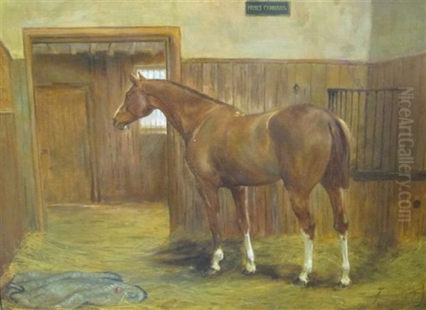 Prince Charming, A Chestnut Hunter In A Stable Oil Painting by George Goodwin Kilburne