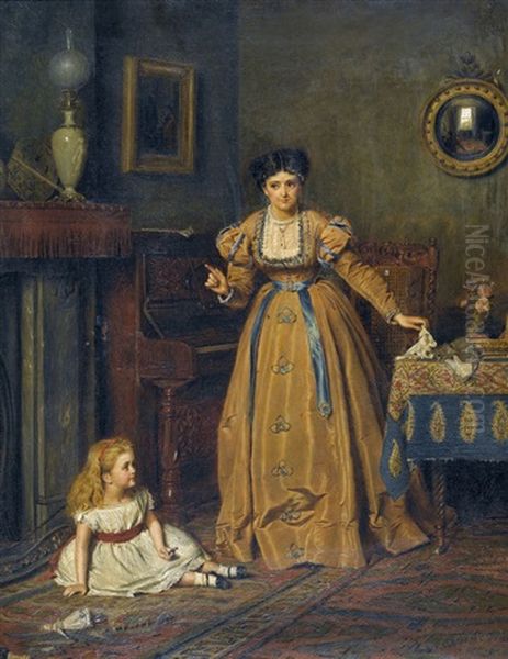 Burgerliches Interieur Mit Mutter Und Spielender Tochter Oil Painting by George Goodwin Kilburne