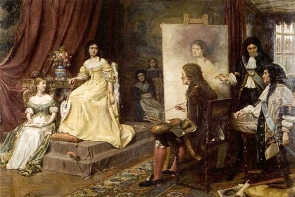 Sir Peter Lely Paints Mary Of Modena, Duchess Of York Oil Painting by George Goodwin Kilburne