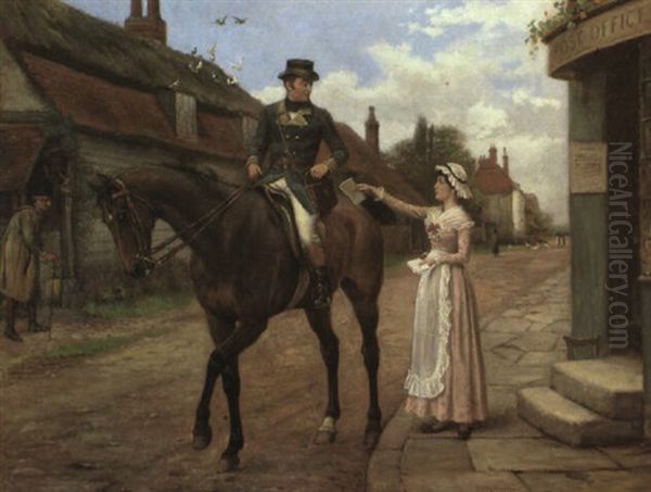 Collecting The Post Oil Painting by George Goodwin Kilburne