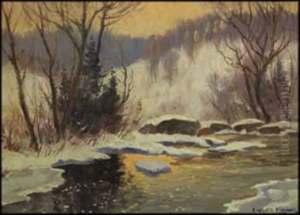 Creek In Winter Oil Painting by Andrew Wilkie Kilgour