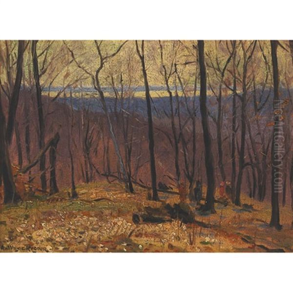 Wooded Landscape Oil Painting by Andrew Wilkie Kilgour