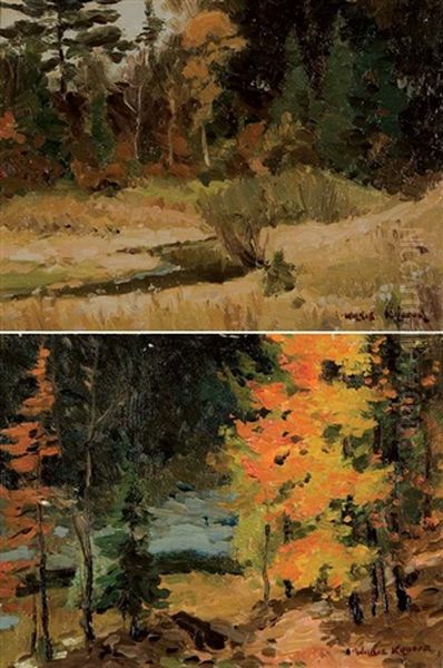 River View (+ Lake View; 2 Works) Oil Painting by Andrew Wilkie Kilgour