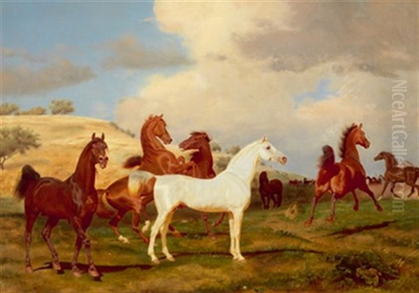 Pferde Auf Der Weide Oil Painting by Friedrich Anton Kilp