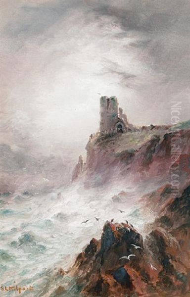 Tower Of The Old Town Hall On The South Cliff, Tenby Oil Painting by Sarah Louise Kilpack