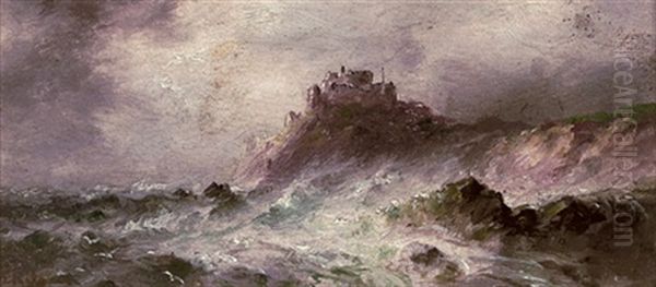 A Stormy Day, Gorey Castle Oil Painting by Sarah Louise Kilpack