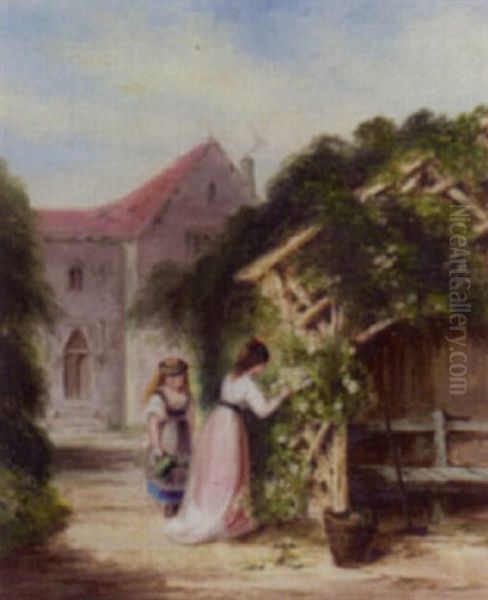 Garden Scene Oil Painting by Sarah Louise Kilpack