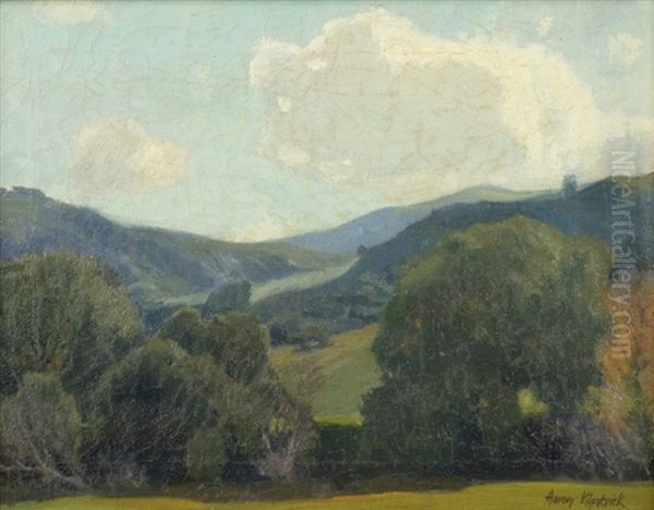 Trees In A Rolling Hills Landscape Oil Painting by Aaron Edward Kilpatrick