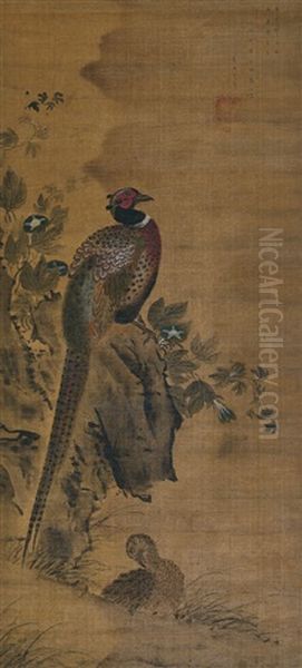 Couple Of Pheasants Oil Painting by  Kim Hong-Do