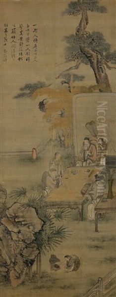 Gathering Of Xiyuan Oil Painting by  Kim Hong-Do