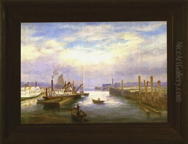 Portland Harbor Oil Painting by Charles Frederick Kimball