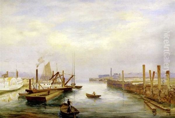 Portland Harbor Oil Painting by Charles Frederick Kimball